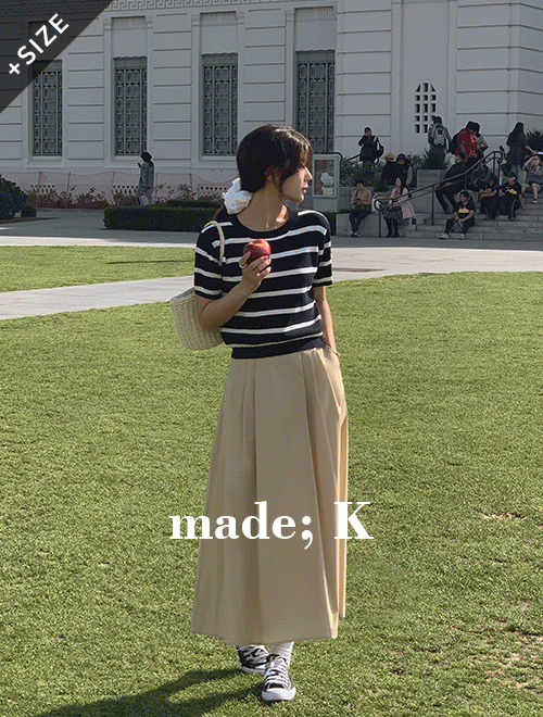 k-club - [자체제작]#봄르네아 핀턱 플레어 롱 스커트♡韓國女裝裙